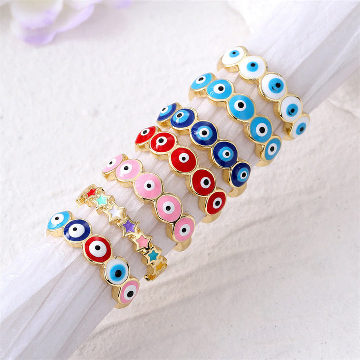 Anillo ajustable de resina epoxi con forma de ojo malvado de Olivenorma 