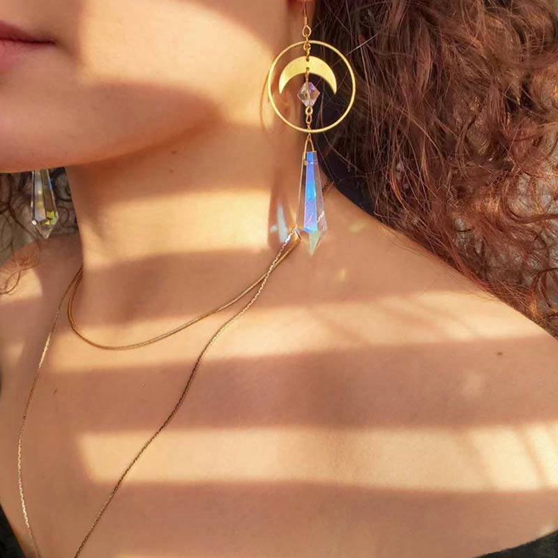 Pendientes bohemios de cristal natural de Olivenorma