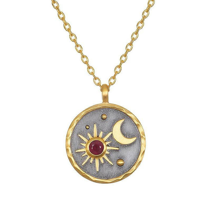 Collar con piedra natal de sol y luna "Día y noche" de Olivenorma