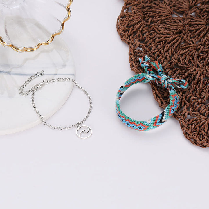 Pulsera tobillera con colgante OM de cuerda de algodón tejida a mano de Olivenorma