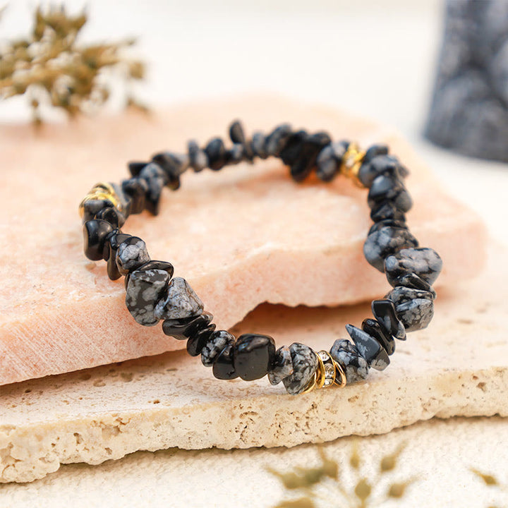 Pulsera de cuentas trituradas de cristal de piedra irregular de Olivenorma 