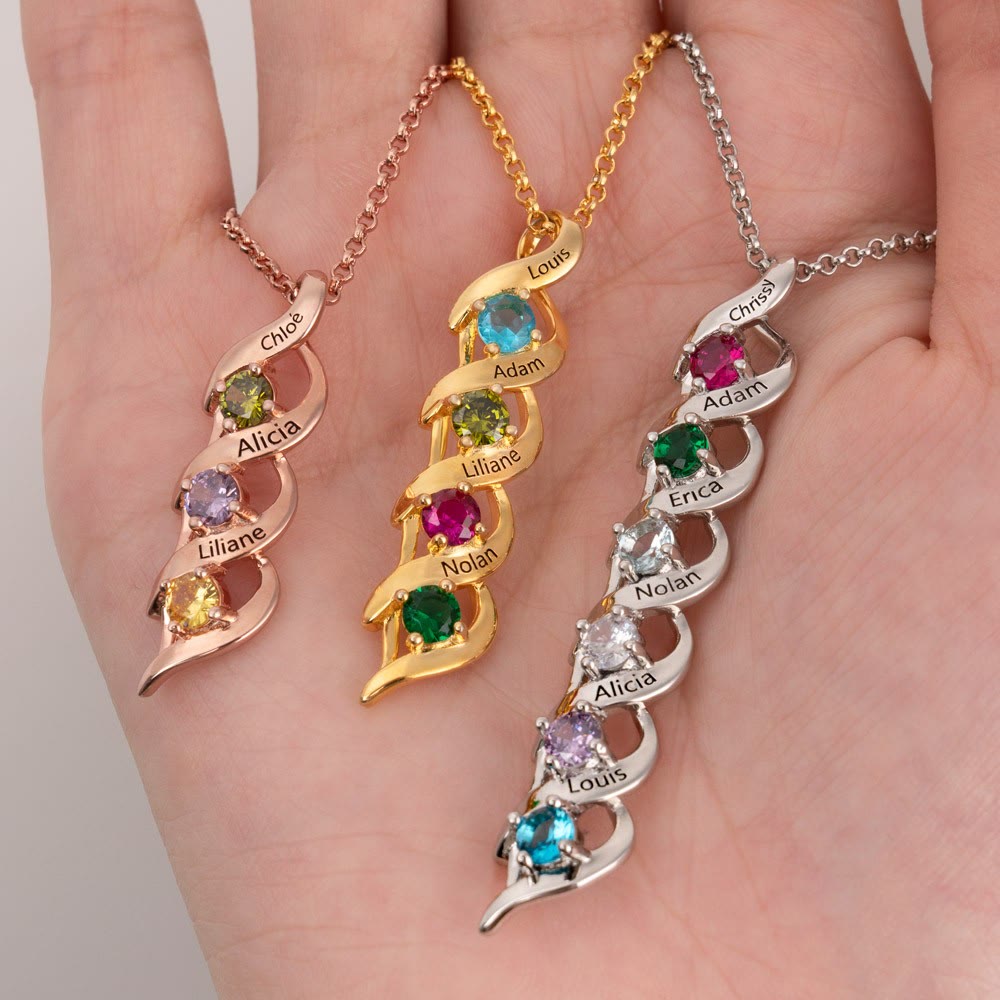 Collar personalizado con grabados y piedras de nacimiento del 1 al 6
