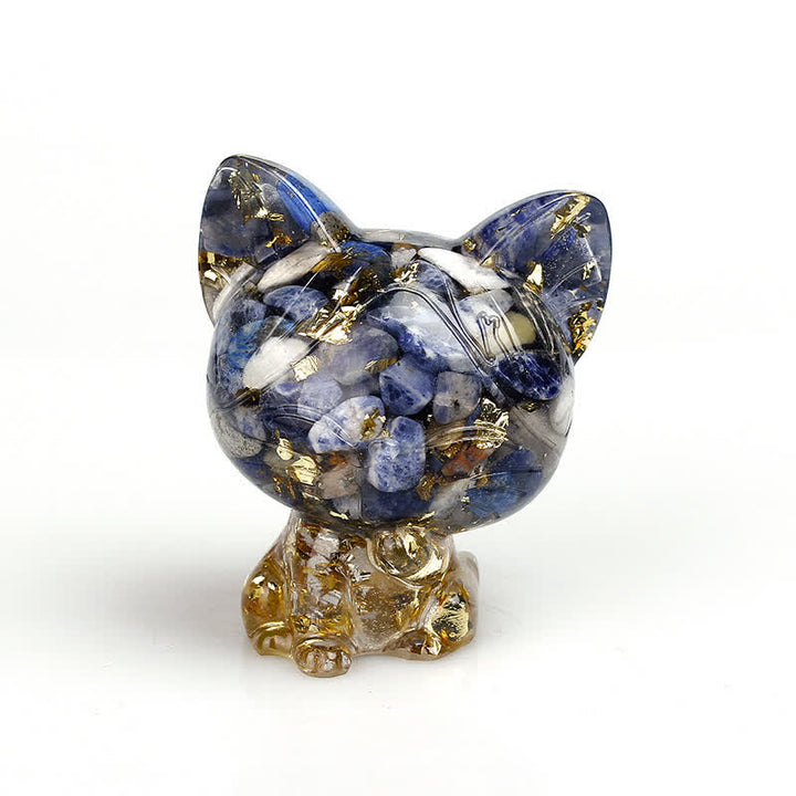 Adorno con piedras preciosas de gato de cristal natural de Olivenorma