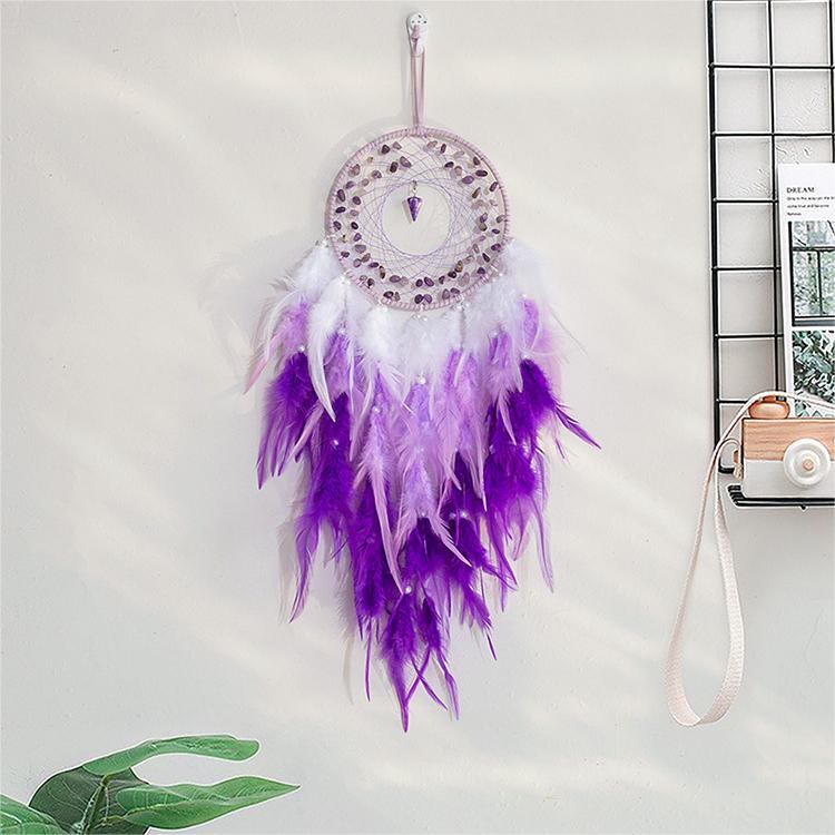 Colgante de péndulo de grava y amatista de Olivenorma Atrapasueños morado 