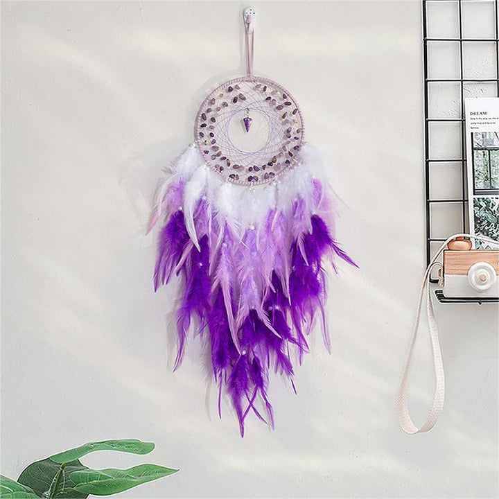 Colgante de péndulo de grava y amatista de Olivenorma Atrapasueños morado 