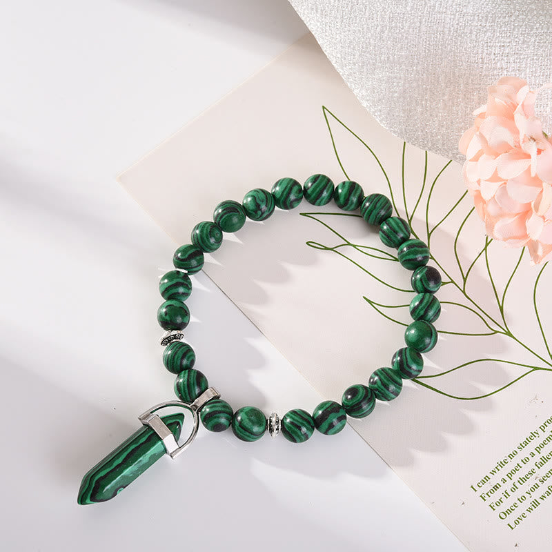 Pulsera con colgante de prisma hexagonal de cristal de 8 mm de Olivenorma