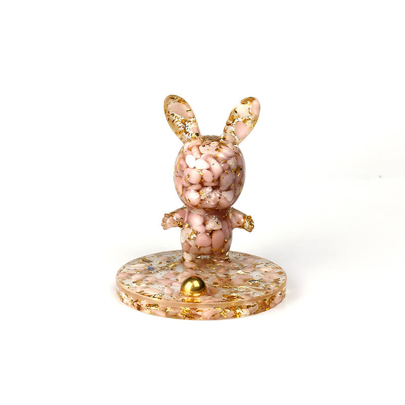 Soporte para teléfono móvil con forma de conejo de epoxi y grava de cristal natural de Olivenorma