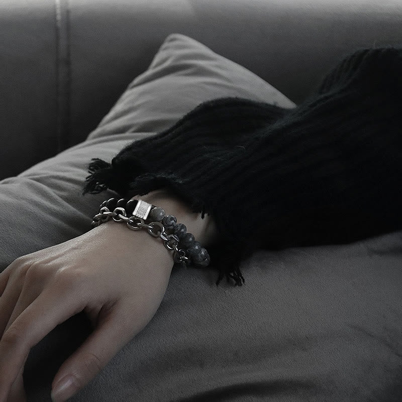 Pulsera para hombre con forma geométrica y combinación de piedras esmeriladas estilo punk de Olivenorma 