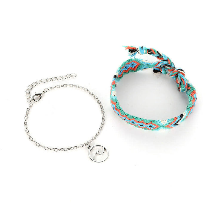 Pulsera tobillera con colgante OM de cuerda de algodón tejida a mano de Olivenorma