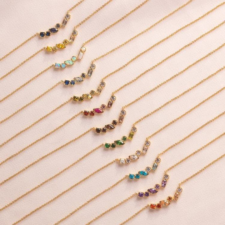 Collar de oro bañado en cobre con colgante de cuentas de piedra natal múltiple de Olivenorma
