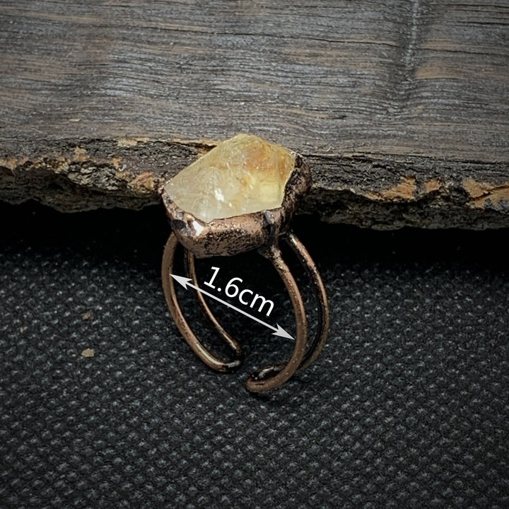 Anillo ajustable con doce piedras de nacimiento de piedra irregular natural en bruto de Olivenorma 