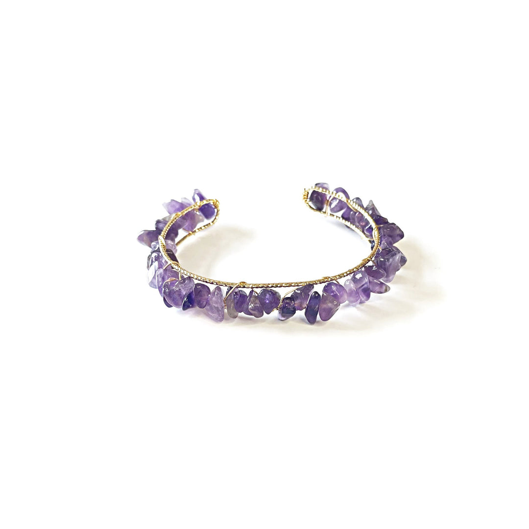 Pulsera de alambre enrollado con cuentas de grava de cristal natural de Olivenorma
