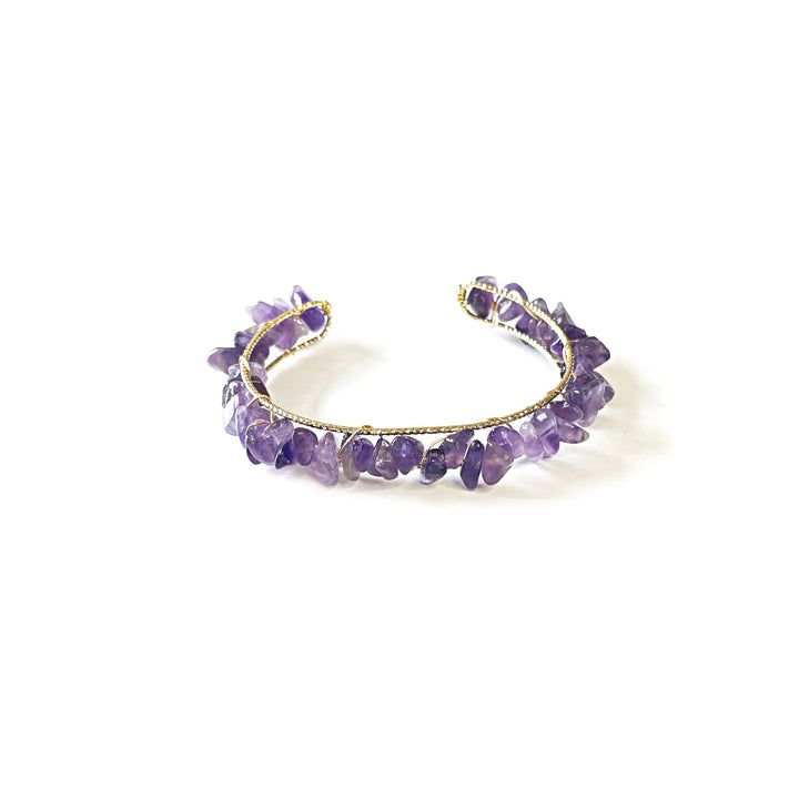 Pulsera de alambre enrollado con cuentas de grava de cristal natural de Olivenorma