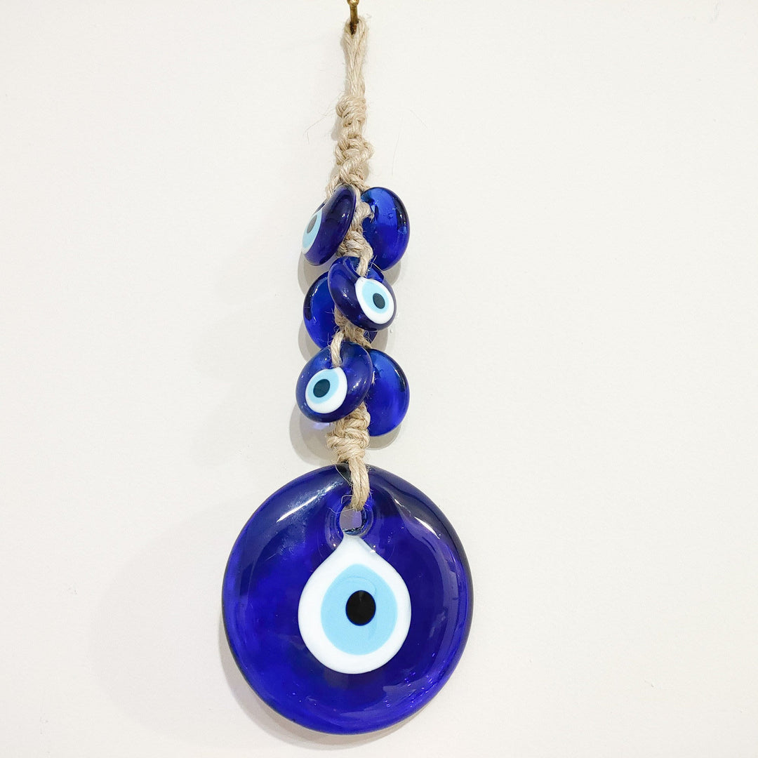 Adorno decorativo para colgar en la pared de cristal azul con forma de ojo malvado de Olivenorma