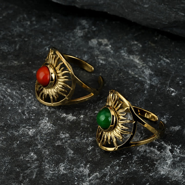 Anillo de jade verde celestial “Sun Arise” de Olivenorma