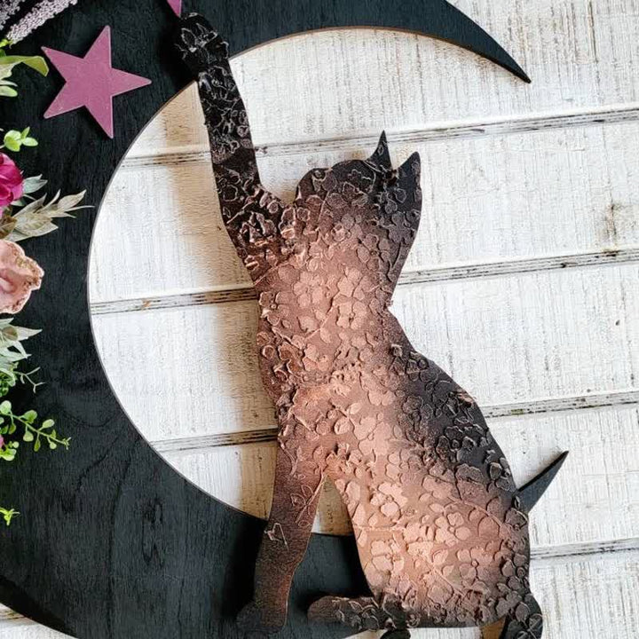 Decoración de pared con luna celestial y gatito de Olivenorma