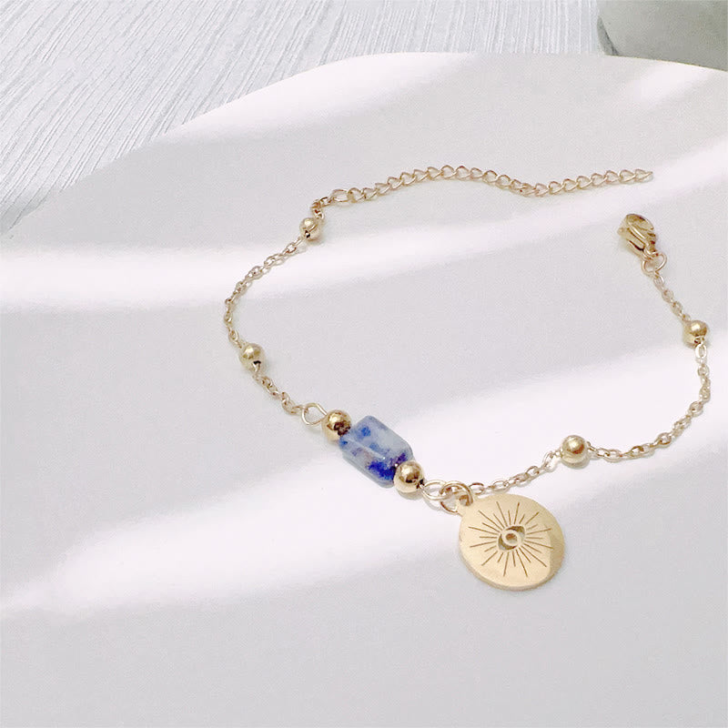 Pulsera, pendiente, collar y ojo malvado de sodalita azul natural de Olivenorma