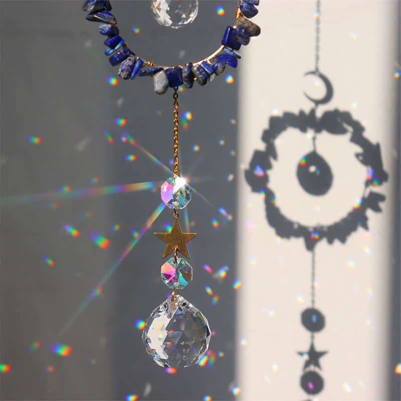 Atrapasueños con curación lunar y círculo de cristal de Olivenorma