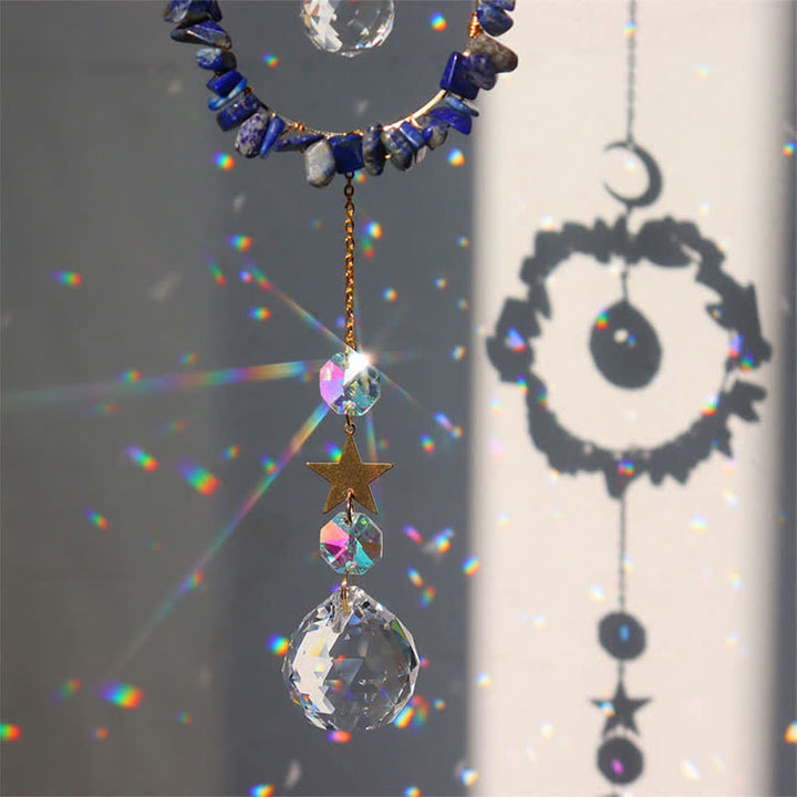 Atrapasueños con curación lunar y círculo de cristal de Olivenorma