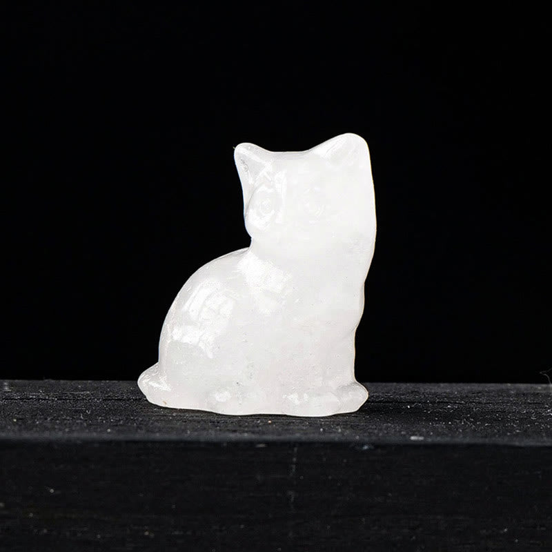 Adorno con piedra preciosa tallada en forma de gato de la suerte de cristal natural de Olivenorma