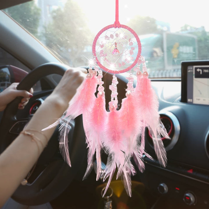 Atrapasueños colgante tejido a mano para espejo retrovisor de coche de Olivenorma 