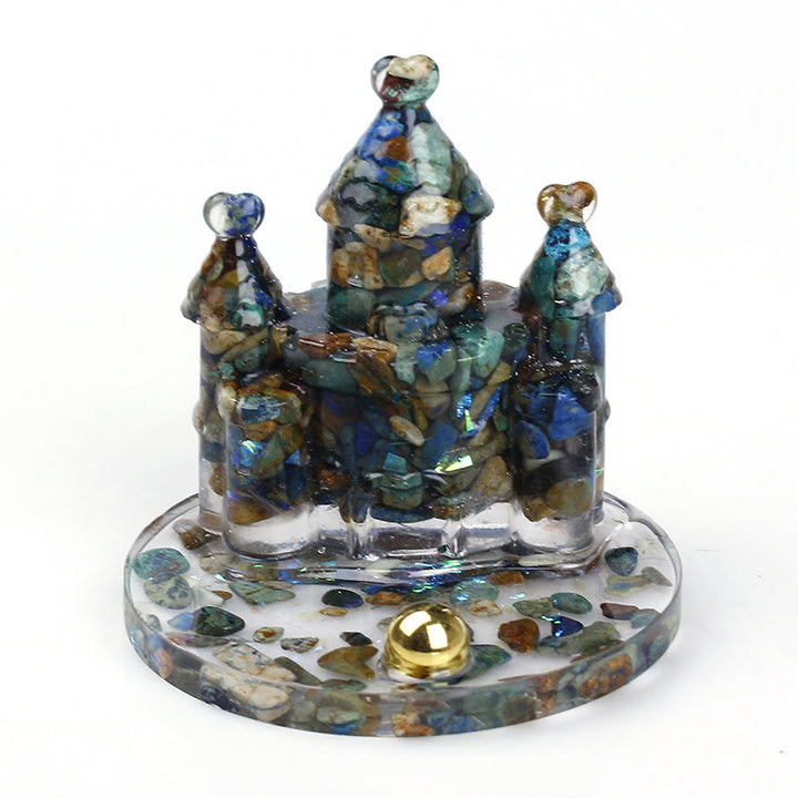 Soporte para teléfono móvil con castillo de epoxi y grava de cristal natural de Olivenorma