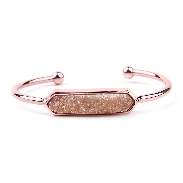 Pulsera de cobre y metal con cristales naturales de Olivenorma