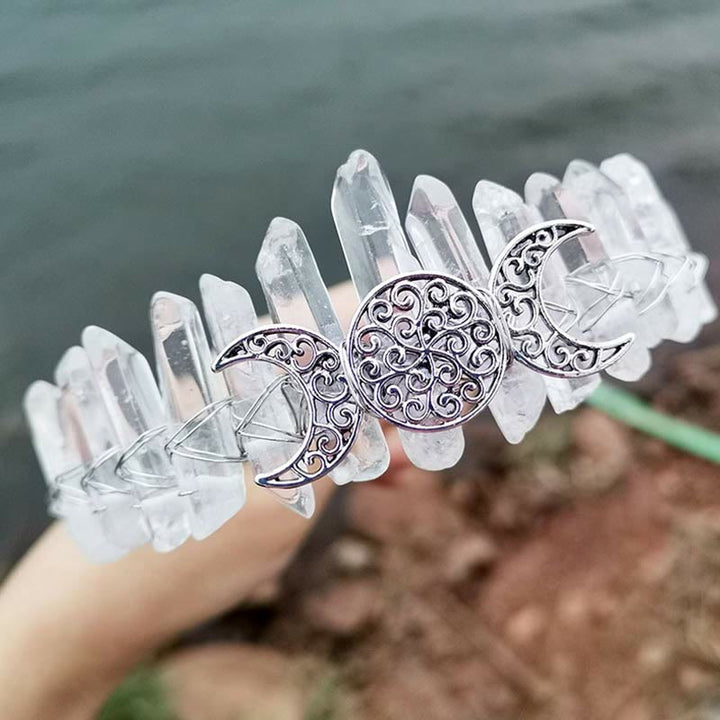 Corona de cristal transparente con luna curativa de hadas de Olivenorma
