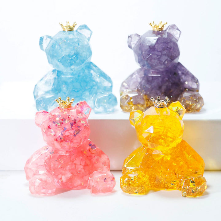 Adorno de oso de resina con grava de cristal de Olivenorma , decoración con piedras preciosas