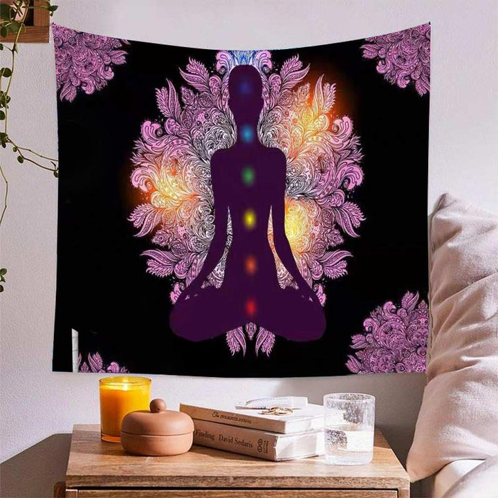 Tapiz de yoga y meditación de los siete chakras. 