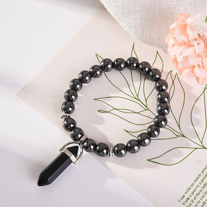 Pulsera con colgante de prisma hexagonal de cristal de 8 mm de Olivenorma