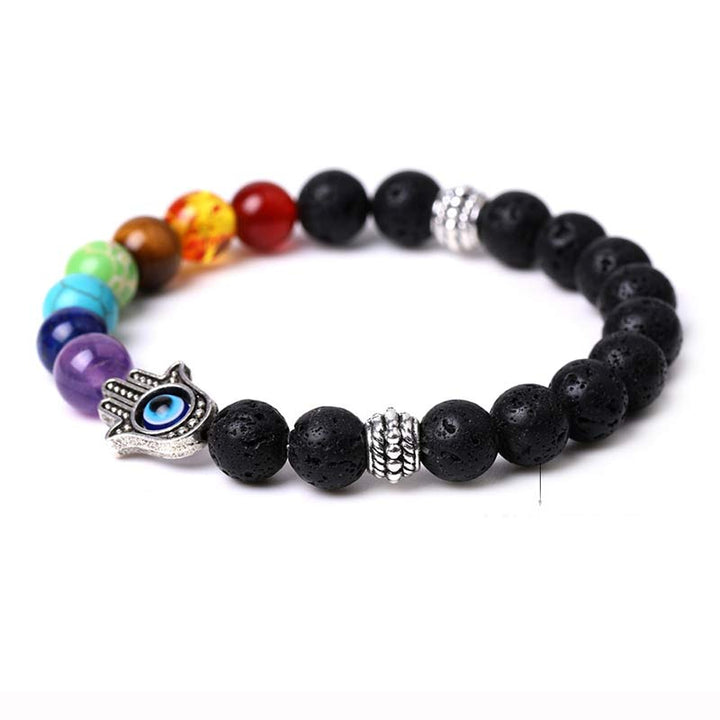 Olivenorma Pulsera Natural Chakra Hamsa y Mal de Ojo Reki