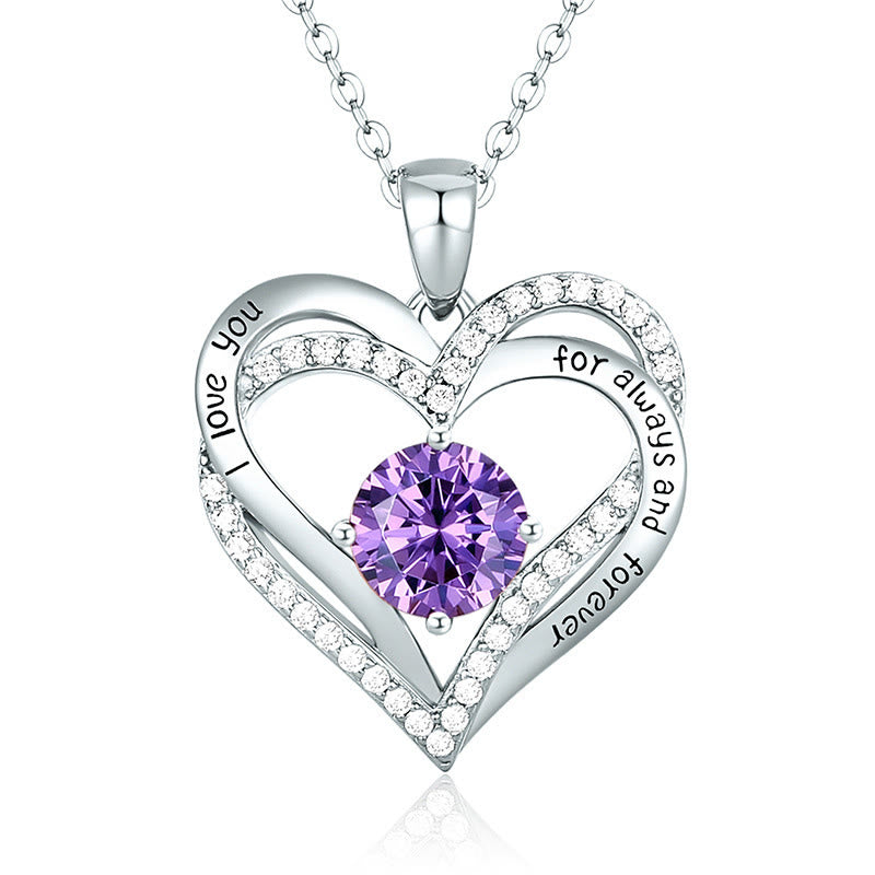 Olivenorma "Te amo por siempre y para siempre" - Collar de corazón en tono de nacimiento 