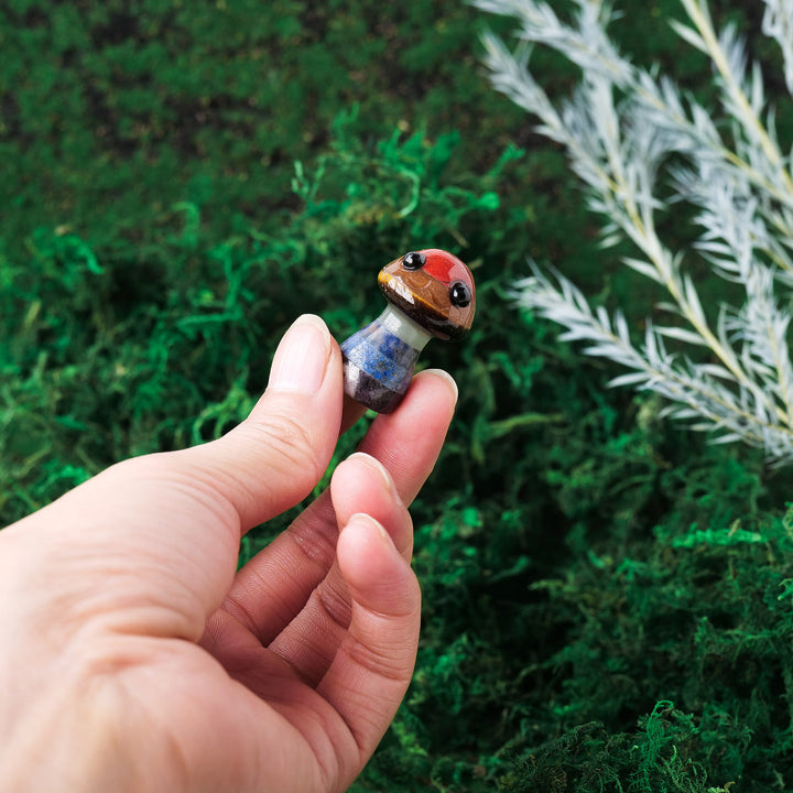 Adornos de piedras preciosas para mascotas con forma de hongo de cristal natural de Olivenorma