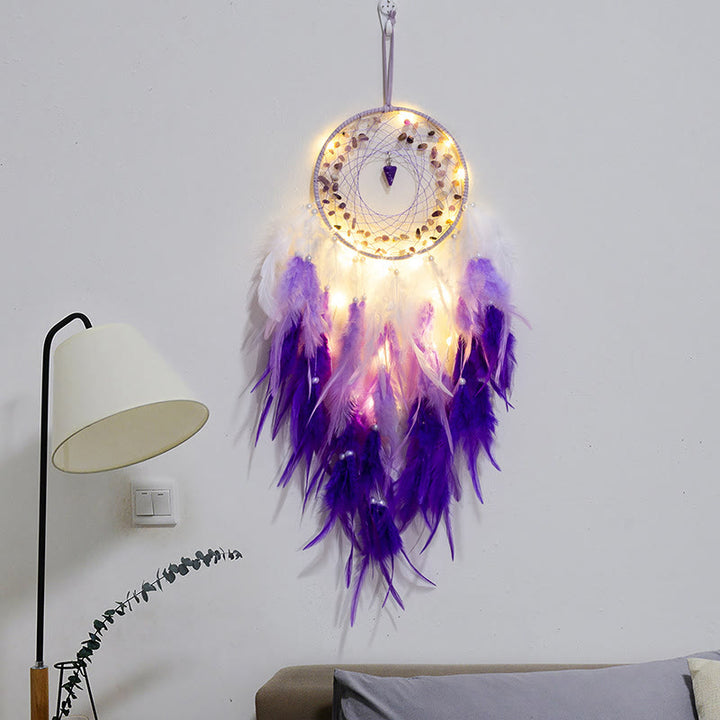 Colgante de péndulo de grava y amatista de Olivenorma Atrapasueños morado 