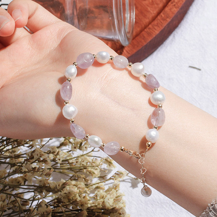Pulsera de piedras preciosas de perla de cristal natural