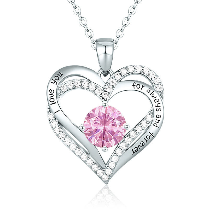Olivenorma "Te amo por siempre y para siempre" - Collar de corazón en tono de nacimiento 