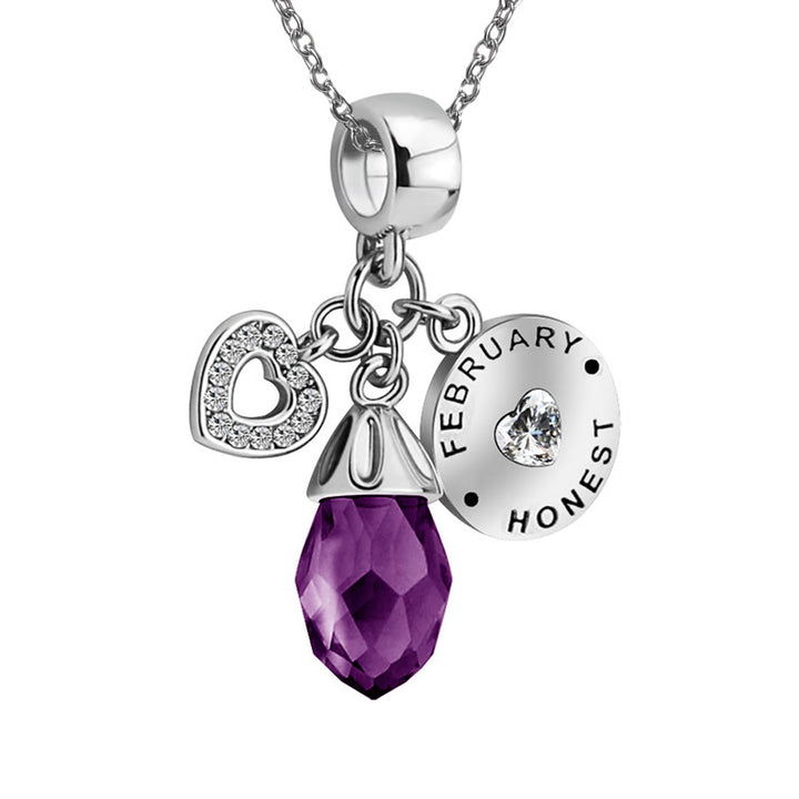 Collar con colgante de corazón de diamante y piedra natal de Olivenorma 
