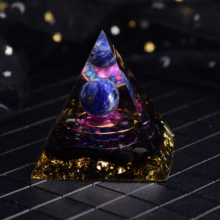 Pirámide de orgón de obsidiana y lapislázuli de Olivenorma
