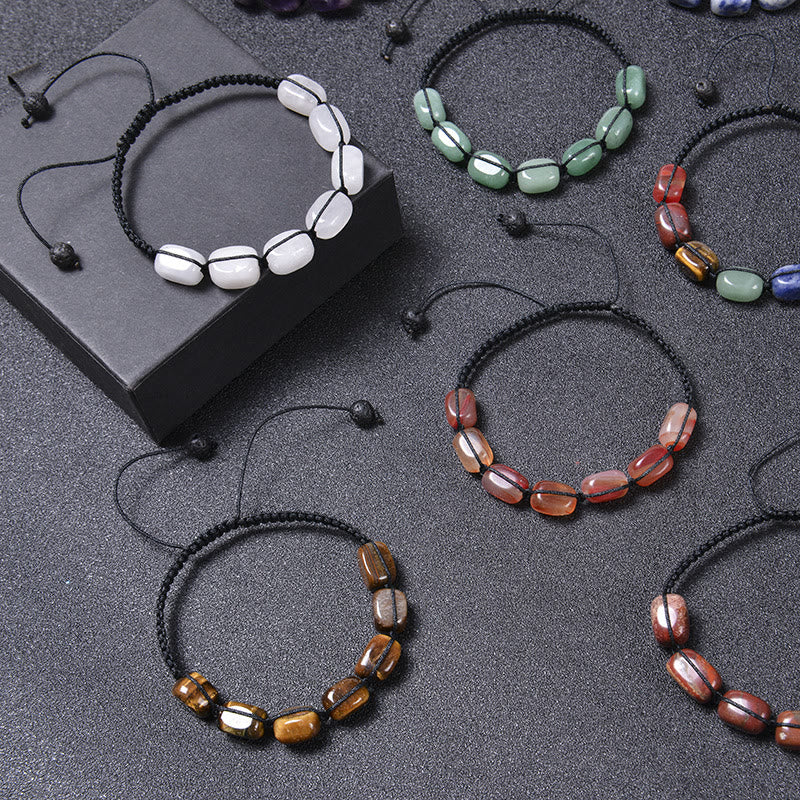 Pulsera trenzada con cuentas de piedras preciosas de cristal de 7 chakras para hombre de Olivenorma