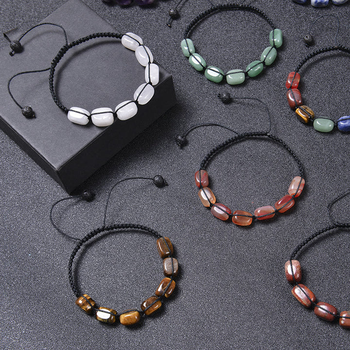 Pulsera trenzada con cuentas de piedras preciosas de cristal de 7 chakras para hombre de Olivenorma