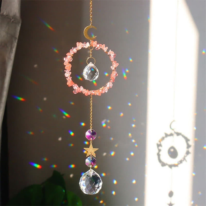 Atrapasueños con curación lunar y círculo de cristal de Olivenorma
