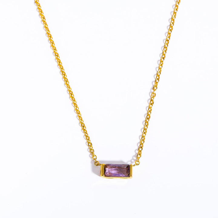 Collar de acero inoxidable con colgante rectangular sencillo de piedra natal de Olivenorma 