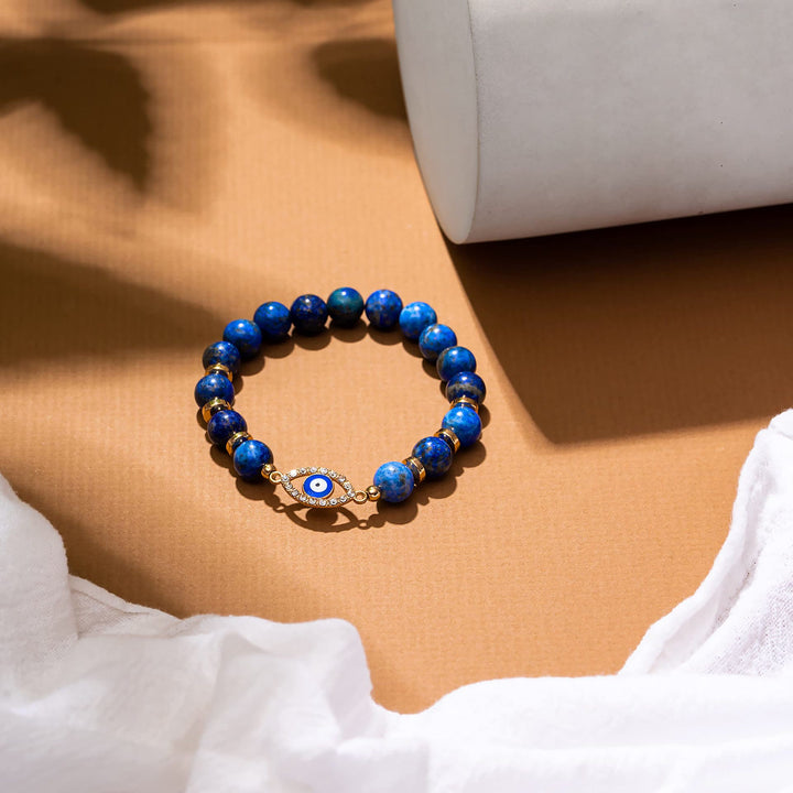 Pulsera de cuentas de lapislázuli con protección energética y del estado de ánimo de Olivenorma