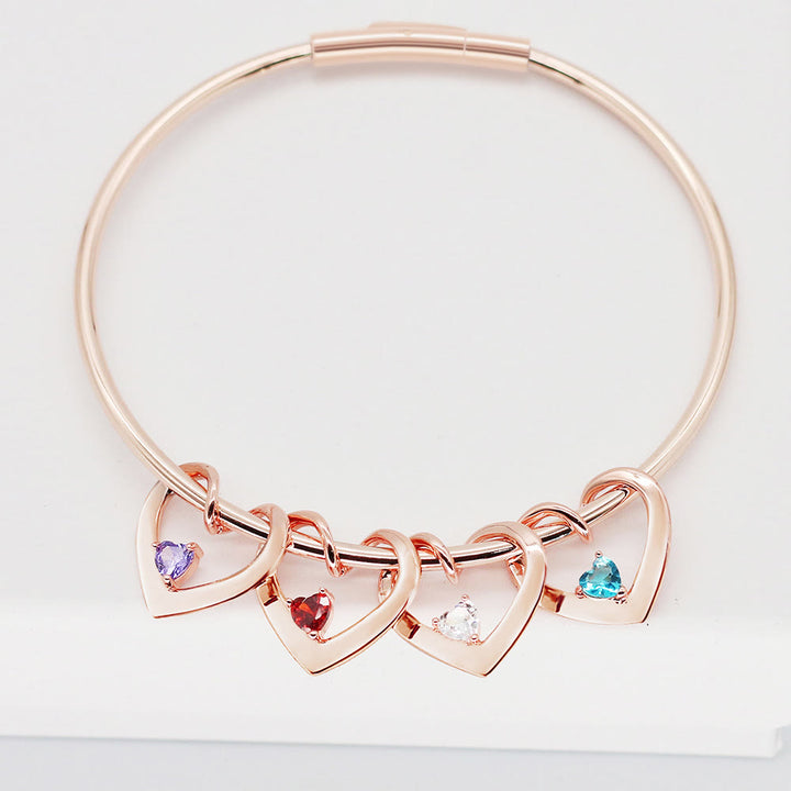 Pulsera de cadena con dije de corazón y piedra natal con nombre personalizado de Olivenorma