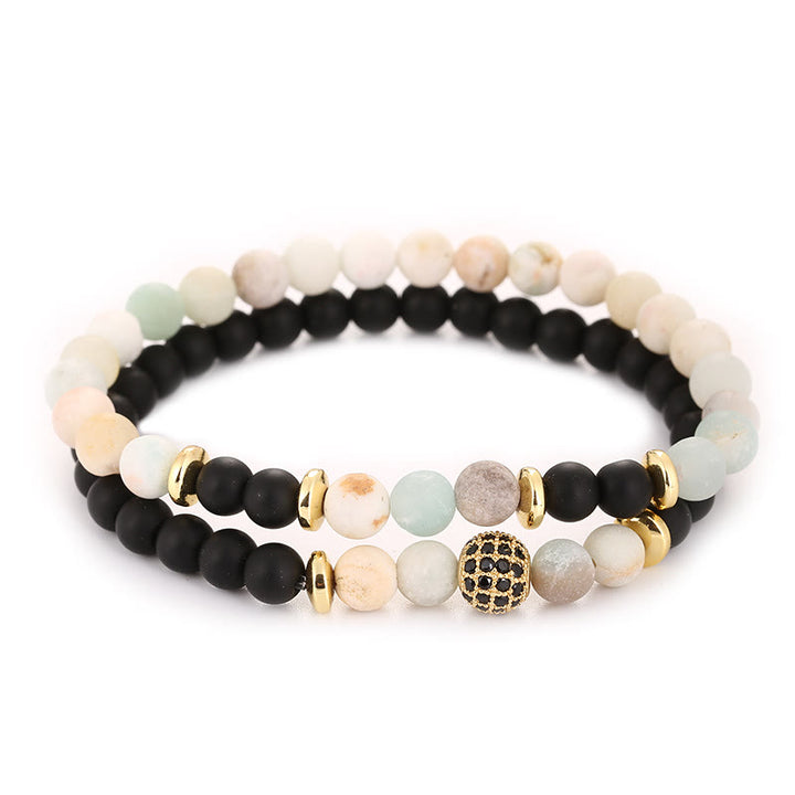 Pulsera de cuentas de cristal natural de dos capas para hombre de Olivenorma