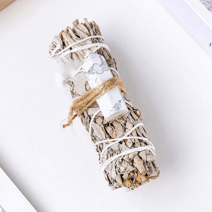 Cristal de prisma hexagonal de salvia blanca de Olivenorma , decoración con piedras preciosas para aromaterapia