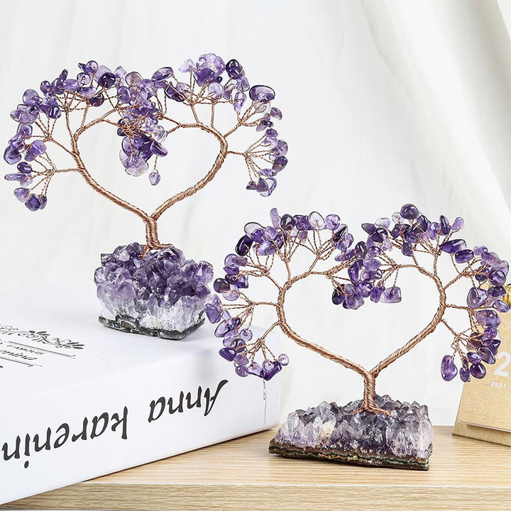 Árbol del amor Feng Shui con piedra de cristal natural.