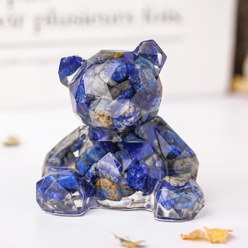 Espejo de Olivenorma con oso sentado y piedras preciosas decorativas