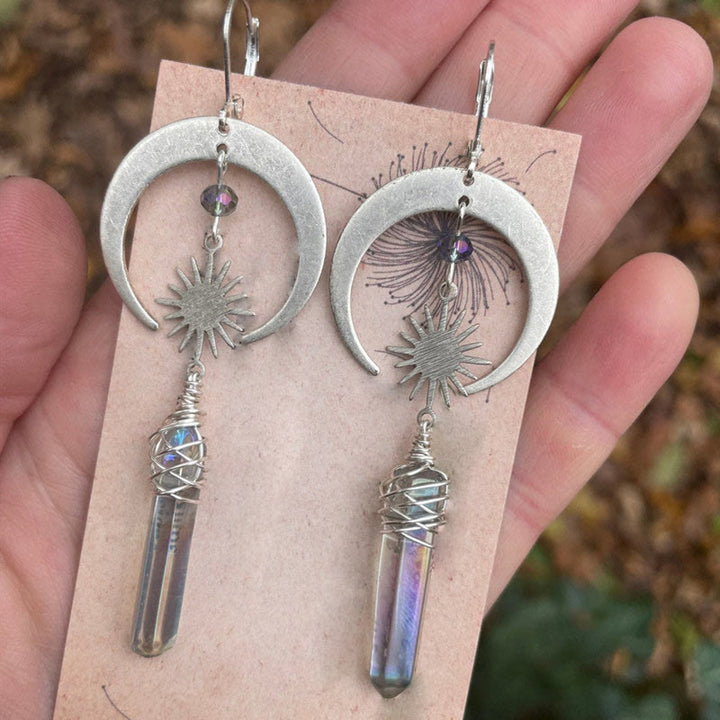 Pendientes de cristal irregulares con forma de medialuna y estrella de Olivenorma